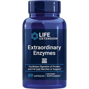 Life Extension 수명 연장 특별한 효소 - 소화 건강 지원 및 영양소 흡수를 위한 단백질분해효소 셀룰라아제 리파아제가 포함된 블렌드 포뮬러 보충제 Non-GMO – 6, 1개, 60정