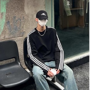 페이준 남자 봄가을 빅사이즈 300근 심플 순면 래글런 루즈핏 긴팔 캐주얼 티셔츠 DB10153