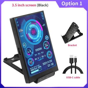 컴퓨터용 IPS TYPE-C 보조 화면 컴퓨터 모니터 CPU GPU RAM HDD USB 디스플레이 AIDA64 사용 불가 3.5 인치, Option 1