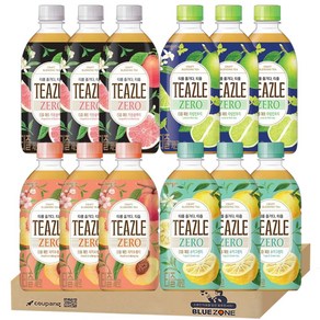 [블루존] 웅진 티즐 제로 4종 12개입 500ml (피치우롱티3+유자그린티3+자몽블랙티3+라임민트티3)