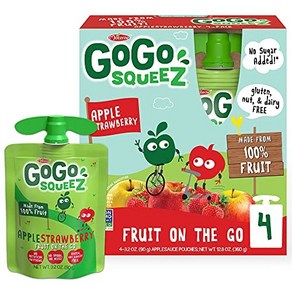 GoGo squeeZ Fuit on the Go Apple Stawbey 3.2 GoGo squeeZ Fuit on the Go 사과 딸기 3.2온스(4팩) 어린, 90g, 4개