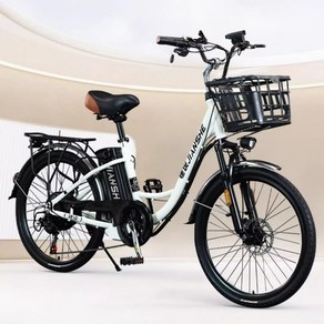 JIANSHE 24인치 전기 자전거 전동 여성 출퇴근 EBIKE PAS, 24인치 8AH 32KM, 블랙