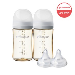 더블하트 모유실감 3세대 PPSU 모먼트 트윈팩 240ml+젖꼭지(2입), 3세대 젖꼭지L, 새벽그레이, 1세트, 240ml