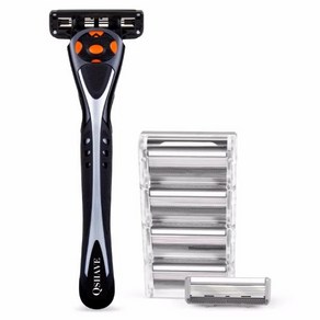 QSHAVE 블랙 스파이더 맨 수동 그레이트 쉐이빙 면도기 (1pc 핸들 X6 블레이드)