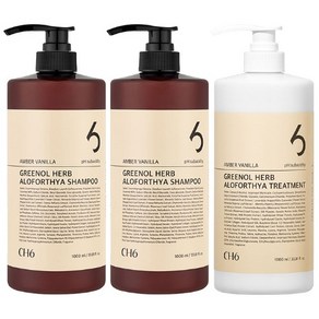 CH6 헤어케어세트 그리놀허브 탈모샴푸 x 2 + 트리트먼트 엠버바닐라향 1000ml, 3개, 1L