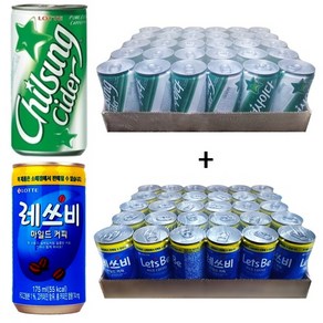 칠성사이다 190ml(30캔) + 레쓰비 마일드커피(업소용) 175ml(30캔), 60개, 190ml