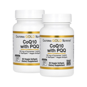 피큐큐 10mg 코큐텐 100mg CALIFORNIAGOLD 뉴트리션 CoQ10 with PQQ 코엔자임큐텐 베지캡슐, 2개, 60정