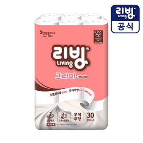 리빙 크리미 화장지 3겹 30롤/무포름/휴지/삼정펄프, 30개입, 1개