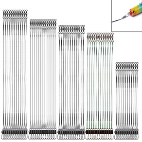 와이어 목줄 쇼크리더 낚시 와이어 목줄 회전 리더 자작채비 강선와이어 미끼용 낚시용 60개(5가지 사이즈 3.9/5.9/7.8/9.8/11.8in)블랙 그린 실버