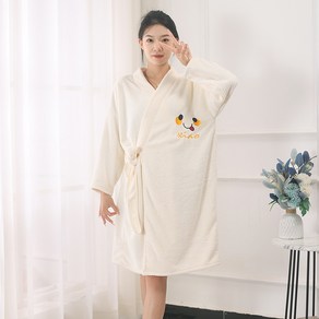 파인애플 체크 욕실 가운/욕실 치마 입을 수 있는 목욕 타월 부드럽고 흡수성 좋은 가정용 파자마 호텔 욕실 가운, 1개, 밀백색