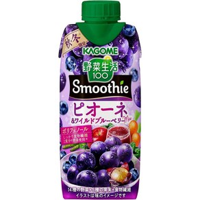 Kagome 카고메 베지터블 라이프 100 스무디 Pione 앤 와일드 블루베리 믹스 330ml 12병, 12개