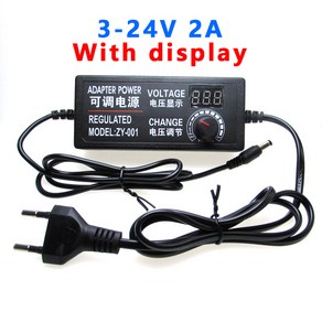 AC DC 3V 5V 9V 12 V 24V 가변 스위칭 전원공급장치 어댑터 1A 2A 3A 5A 10A 변압기 220V 볼트, 02 With 8Pcs Adapte, 05 3V - 24V 2A Display, 1개