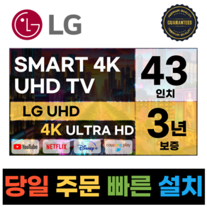 LG전자 43인치(109Cm) 4K UHD 스마트 TV 43UR9000 23년형, 고객직접설치, 스탠드형, UR9000, 43인치