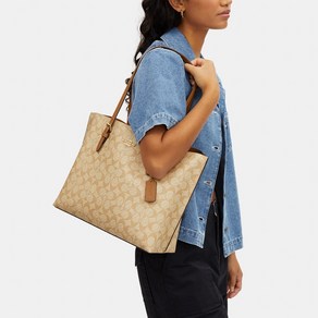 COACH Mollie Tote In Signatue Canvas 1665 Gold/Lt Khaki/Lt Saddle