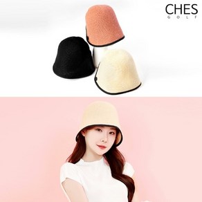 [체스골프-기획상품] 바이미 여성골프 밀짚 벙거지모자, FREE, 블랙, 1개