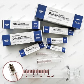 DHS 루어락 유리주사기 2ml Syinge 2cc 메탈팁, 1개