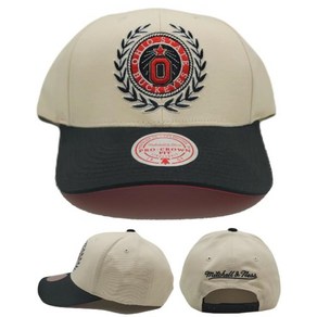 Mitchell & Ness Ohio State Univesity Buckeyes New Reto Collegiate Po 화이트 레드 블랙 시대 스냅백 모자 캡 크림, Mitchell & Ness Ohio State Uni