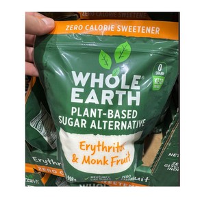 Whole Eath Plant-Based Suga Altenative Eythitol & Monk Fuit 홀어스 몽크프룻 에리스리톨 스위트너 식물성 감미료, 1개, 908g