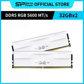 실리콘파워 Silicon Powe RGB DDR5-5600 32GB*2 CL40 PC5-44800 데스크탑 메모리 램, 화이트, 2개