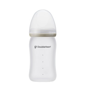 [더블하트] 실리콘코팅 유리젖병 160ml (노꼭지), 1개
