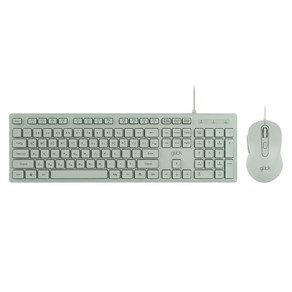 지클릭커 OFFICE PRO GMK-300 무소음 유선 키보드 마우스 세트, 일반형, 그린