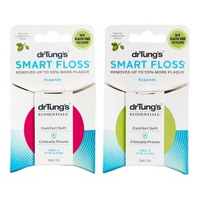 DrTung's Smart Floss - 천연 PTFE 및 PFAS 프리 치실 잇몸에 순함 확장 늘어남 BPA 치실 천연 카다멈 맛 (3팩) 177094