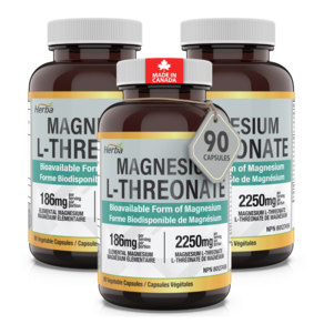 트레온산 마그네슘 90캡슐 L-트레온산 마그네슘 2250mg 허바 캐나다, 3개, 90정