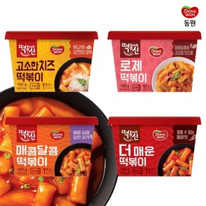 [다만세푸드] 동원 매콤달콤+고소한치즈+로제+더매운 컵떡볶이 1세트, 4개, 160g