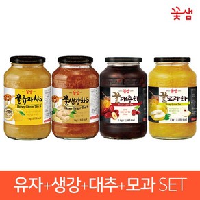 꽃샘 꿀유자차S +꿀생강차S +꿀대추차 +꿀모과차 SET (4KG)