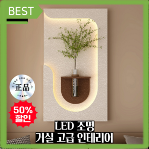 프레임엣지 인테리어액자 LED조명액자 생화 화분 거실 카페 벽 소품 고급 집들이 이사선물, 1개, 라이트 올리브