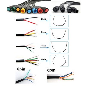 전기 자전거 조인트 플러그 DC 암 수 커넥터 M8 2 3 4 5 6 8 핀 와이어링 스쿠터 브레이크 케이블 신호 센, 1개