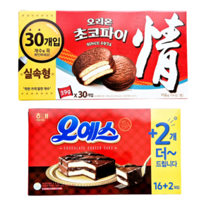 오리온 대용량 실속형 초코파이 30P 해태 오예스 18P, 1세트, 1.71kg