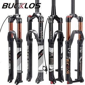 BUCKLOS-26/27.5/29e MTB 포크 120mm 140mm 자전거 에어 서스펜션 포크 스트레이트/테이퍼 산악 자전거 포크 퀵 릴리스 RL/LO, 2.B701-LO-Staigh-27.5