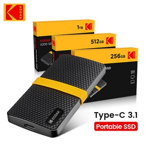 하드디스크 SSD 외장하드 1테라 외장SSD 휴대용 KODAK 드라이브 C타입 USB 3.1 128GB 256GB 1TB 512GB 디스코 듀로 1.8 인치, 없음, 1) 128GB