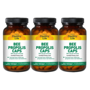 멀티구성COUNTRY LIFE 건조 Bee 꿀벌 PROPOLIS 500mg 프로폴리스 Veggie Caps, 3개, 100정