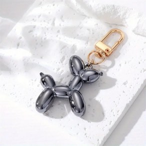 Silve balloon dog 은색 강아지 풍선 키링 하트 팬던트 벌룬독 열쇠고리 버즈 에어팟 키홀더, 1개, 골드기본 다크실버독