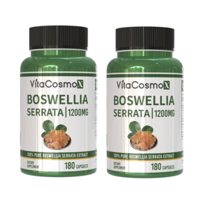 [미국빠른직구] 비타코스모 보스웰리아 가자 추출물 보스웰리아 캡슐 VitaCosmoX Boswellia Serrata Complex 1200mg 180 캡슐, 2개, 180정