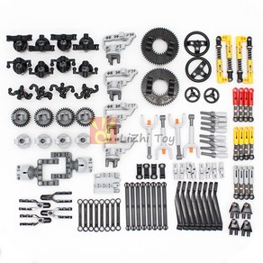 MOC 테크닉 빌딩 블록과 호환 브릭 핀 리프트 암 스터드리스 빔 액슬 커넥터 패널 기어 자동차 마인드스톰 완구, 136pcs, 1개