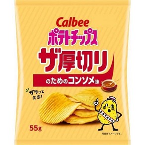 Calbee 가루비 두껍게 썰은 콘소메맛 포테토칩 55g 일본과자 일본스낵 일본간식, 1개