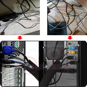 깔끔한 선정리 지퍼 슬리브 배선 정리 케이블 홀더 사무실 책상 데스크탑 콘센트 전선 보호 튜브 덮개, 지퍼 케이블 슬리브, 1개