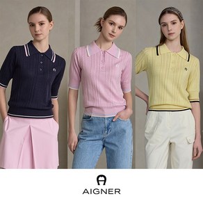 [ 한정수량] 24SS AIGNER 실크블렌디드 썸머 카라 니트