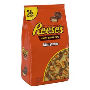 리세스 REESE'S Milk Chocolate Peanut Butte Cups Miniatues 56oz 밀크 초콜릿 피넛 버터컵 미니어처 56oz(1.58kg), 1.58kg, 1세트