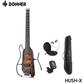 일렉기타 사일런트기타 Donner HUSH-X 헤드리스 무소음 어쿠스틱 일렉트릭 기타 탈착식 프레임 초경량 마호가니 솔리드 바디 HUSH X