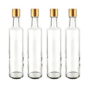오일병 와인병 담금주 소분용 375ml x 4p + 골드 스탬핑캡 스크류캡 4p, 4개
