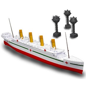 모형선 남자아이선물 장식 모형키트 복제선 바다 광산 3개 어린이용 1피트 길이 조립 타이타닉 장난감 역사적으로 정확한 배 케이크 토퍼 피규어 보트가 포함된 THROLL, Model w/ 3piece Sea Mines