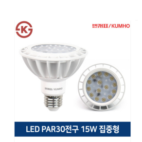 금호번개표 LED PAR30 파램프 15W 확산형조명 전구, 주광색(형광등색), 1개