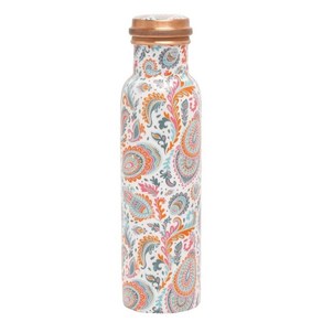 Pure Copper Designer Meena Print | Lacqure Coating Water Bottle | Advanced Leak Proof (1000ml)