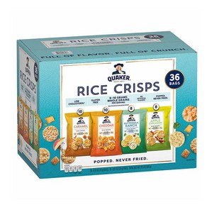 직구 퀘이커 라이스 크리스피 홀 그레인 4가지맛 믹스 36개입 Quake Rice Cisps Vaiety Pack (36 pk.), 1개