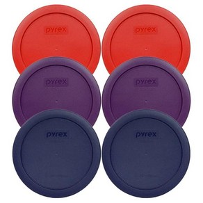 파이렉스 Pyrex 7201-PC 2 포피 레드 퍼플 블루 라운드 4컵 플라스틱 보관 뚜껑 미국 제조