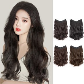 HAIRCUBE 긴 머리 롱 웨이브 가발 부분가발 헤어 피스 1피스, 45cm, 1개, 내츄럴 블랙